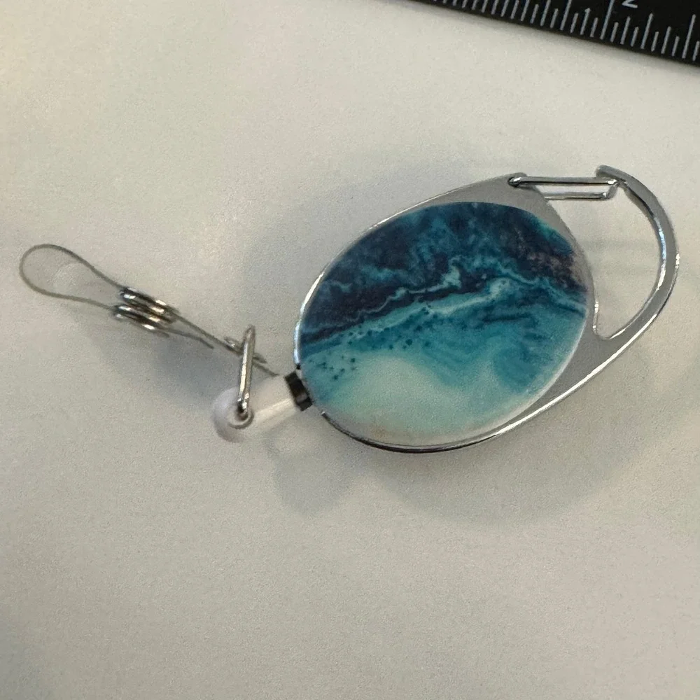 Blue‎ Swirl Retractable Badge Reel Carabiner Clip ID Holder Lanyard Accessory